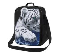 BNVSADC Little Tiger in Space Print Borsa termica per il pranzo, per donne e uomini, riutilizzabile, con tracolla, per ufficio, scuola, picnic, spiaggia