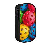 BNVSADC Pickleball Balls - Astuccio per matite con motivo stampato a colori, per ragazze e ragazzi, grande capacità, grazioso astuccio per matite per adulti con 2 scomparti, nero, Nero , Taglia unica