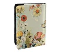 BNVSADC Porta passaporto da viaggio in pelle PU con stampa di animali Otomi messicani, per uomini e donne, 16,5 cm, Farfalle volanti di gallina tra i fiori 2, Taglia unica, Moderno