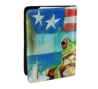 BNVSADC Porta passaporto rettangolare con stampa artistica mandala, da viaggio, in pelle PU, per uomini e donne, 16,5 cm, Portorico bandiera rana palme, Taglia unica, Moderno