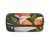 BNVSADC Simpatico astuccio con stampa di volpe e fiori di volpe, astuccio per penne, ufficio, scuola, cancelleria, organizer per scuola, viaggi, lavoro