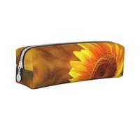 BNVSADC Sunny Sunflower Butterfly Astuccio in pelle con stampa di girasole e farfalla astuccio carino cancelleria portapenne con cerniera per scuola ufficio viaggi