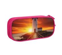 BNVSADC Sunset at the Seaside - Astuccio grande con stampa, astuccio per penne e matite, per ufficio e scuola, organizer per cancelleria per ragazze e ragazzi, nero, rosa, Taglia unica, Zaino per la