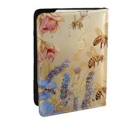 BNVSADC Terrazzo - Custodia per passaporto, in pelle PU, motivo marmo, stampa pastello, per uomini e donne, 16,5 cm, Api Miele Rurale Fiori di Selvaggio, Taglia unica, Moderno