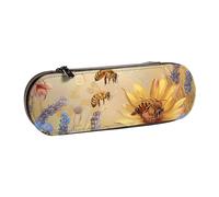 BNVSADC Terrazzo marmo pastello stampato matita & Makeup Bag - Elegante astuccio rigido matita astuccio cancelleria organizzatore sacchetto per scuola ufficio viaggi, Api Miele Rurale Fiori di