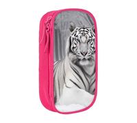 BNVSADC The Wild White Tiger Astuccio per ragazze e ragazzi, grande capacità, grazioso astuccio per matite per adulti con 2 scomparti, nero, rosa, Taglia unica, Zaino per la scuola