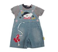 Bnwt - ragazzi all in one denim Teddy Ahoy salopette & t-shirt outfit blu Blue 3-6 mesi