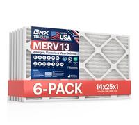BNX 14 x 25 x 1 filtro aria MERV 13 confezione da 6 - Made in USA - Filtro elettrostatico pieghettato condizionatore d'aria HVAC - Rimuove polline, muffe, batteri