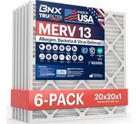 BNX 20 x 20 x 1 filtro aria MERV 13 confezione da 6 pezzi - MADE IN USA - elettrostatico pieghettato condizionatore d'aria HVAC - rimuove polline, muffe, batteri
