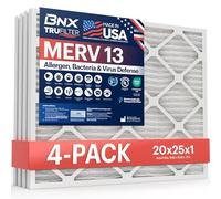 BNX 20 x 25 x 1 filtro aria MERV 13 confezione da 4 pezzi - MADE IN USA - elettrostatico pieghettato condizionatore d'aria HVAC - rimuove polline, muffe, batteri