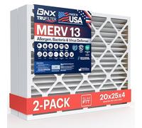 BNX 20 x 25 x 4 MERV 13 AC - Filtro dell'aria per forno - Made in USA - Filtro elettrostatico pieghettato condizionatore d'aria HVAC AC - Rimuove polline, muffe, batteri, fumo