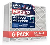 BNX TruFilter - Filtro aria MERV 13, 20 x 24 x 1 (confezione da 6), prodotto negli Stati Uniti, per condizionatori d'aria e condizionatori d'aria HVAC AC per allergie, polline, muffe, batteri, fumo,