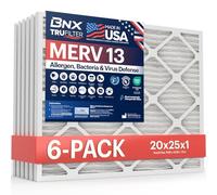 BNX TruFilter - Filtro aria MERV 13 20 x 25 x 1 (confezione da 6) - MADE IN USA - Filtro elettrostatico plissettato per condizionatore d'aria HVAC per allergie, polline, muffe, batteri, fumo,