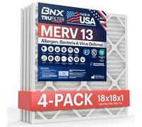 BNX TruFilter - Filtro aria MERV 13 (4 pezzi) - MADE IN USA - Filtro aria plissettato elettrostatico HVAC AC per allergie, polline, muffe, batteri, fumo, allergeni, MPR 1900 FPR 10