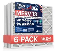 BNX TruFilter - Filtro aria MERV 13 (6 pezzi) - MADE IN USA - Filtro aria plissettato elettrostatico HVAC AC per allergie, polline, muffe, batteri, fumo, allergeni, MPR 1900 FPR 10