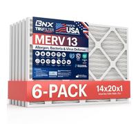 BNX TruFilter - Filtro aria per forno a corrente alternata, 35,5 x 50,8 x 2,5 cm, MERV 13 (confezione da 6), prodotto negli Stati Uniti, per condizionatori d'aria elettrostatici, HVAC, filtri per