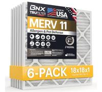 BNX TruFilter - Filtro dell'aria MERV 11 (18 x 18 x 1 cm), prodotto negli Stati Uniti, per condizionatori d'aria elettrostatici plissettati HVAC AC per allergie, polvere, animali domestici, fumo,