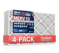 BNX TruFilter - Filtro dell'aria MERV 13, 12 x 20 x 1, confezione da 4, prodotto negli Stati Uniti, per condizionatori d'aria e condizionatori d'aria HVAC AC per allergie, polline, muffe, batteri,