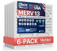 BNX TruFilter - Filtro dell'aria MERV 13 (14 x 14 x 1), prodotto negli Stati Uniti, per condizionatori d'aria e condizionatori d'aria HVAC AC per allergie, polline, muffe, batteri, fumo, allergeni,