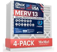 BNX TruFilter - Filtro dell'aria MERV 13 (4 pezzi) - MADE IN USA - Filtro aria plissettato elettrostatico HVAC per allergie, polline, muffe, batteri, fumo, allergeni, MPR 1900 FPR 10