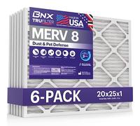 BNX TruFilter MERV 8 - Filtro dell'aria per condizionatore d'aria elettrostatico pieghettato per polvere, animali domestici, muffe, polline, MPR 600-700 e FPR 5, 20 x 25 x 1