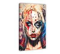 bnyesa Poster su tela con Harley Quinn Bloody Bloody Art Deco, decorazione per camera da letto, ufficio, camera da letto, regalo, 60 x 90 cm