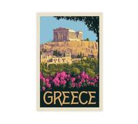 bnyesa Poster vintage su tela, motivo: Grecia, il Partenone, decorazione artistica da parete per soggiorno, camera da letto, 30 x 45 cm