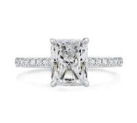 Bo.Dream Anelli di fidanzamento con zirconia cubica a forma di pera/smeraldo/taglio radiante e argento Sterling placcato platino, con zirconi cubici,