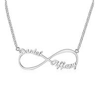 Bo&Pao Collana infinito con nome in argento sterling 925 con due/tre/quattro nomi personalizzato, Collana Infinito con Nome in Argento/Oro Rosa/Oro