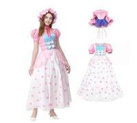 Bo Peep Costume per Cosplay, costume da pastorella, vestito a pois per Halloween (rosa, M)