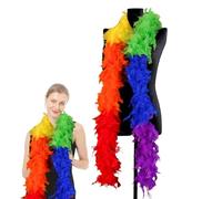 Boa di piume arcobaleno, per donne e ragazze, 80 g, 2 m, boa di piume naturali di tacchino, per feste, per adulti, bambini, matrimoni, lauree, Halloween, feste di Natale