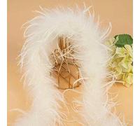 Boa di piume di struzzo, 8-10 cm, lungo, per cucito, artigianato, vestiti, cappelli, vestiti, 2 iarde, 1,82 metri, striscia di piume, nero, bianco, rosa - M010e2500 - beige - 2 iarde