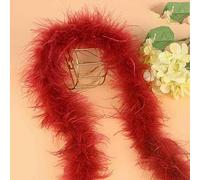 Boa di piume di struzzo, 8-10 cm, lungo, per cucito, artigianato, vestiti, cappelli, vestiti, 2 iarde, 1,82 metri, striscia di piume, nero, bianco, rosa - M010a2500 - rosso scuro - 2 iarde