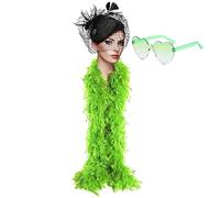 Boa di piume viola da 2 m/2 m, con occhiali da sole senza montatura a cuore, 80 g, piume di tacchino naturali, per travestimenti, per ragazze, balli, matrimoni, feste, cosplay, Halloween, Love Tour