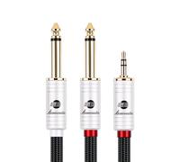 BOAACOUSTIC JIB 3,5 mm jack su doppio cavo audio Mono Y da 6,35 mm 5 m, nylon intrecciato jack da 6,35 mm su jack audio da 3,5 mm, cavo di interfaccia digitale, cavo da 5 metri