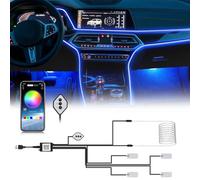Boadw Illuminazione LED per interni auto, 5-12 V, 4 pezzi, RGB, striscia da 4 m, controllo tramite app o tasti, luce neon da ambiente, con USB, funzione a ritmo di musica