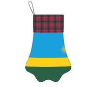 BOAIHH Bandiera squisita di forma dell'artiglio delle calze di Natale della stampa del Ruanda per la decorazione di festa e l'esposizione del piccolo giocattolo