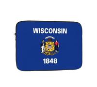 BOAIHH Borsa leggera per computer, motivo con bandiera dello stato del Wisconsin, adatta per viaggi d'affari, lavoro, pendolarismo, Nero , 12 inch