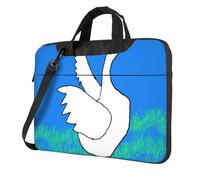 BOAIHH Borsa leggera per computer portatile con stampa di oca bianca alla moda che allarga le ali Bella e semplice per viaggi d'affari e ufficio, Nero , 14 inch