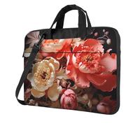 BOAIHH Borsa leggera per computer portatile con stampa di peonie dai colori vivaci alla moda Bella e semplice per viaggi d'affari ufficio, Nero , 15.6 inch
