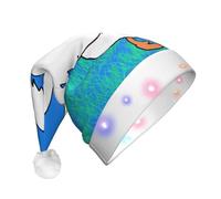 BOAIHH Cappello di Babbo Natale in peluche a LED per squisita oca bianca diffondere le ali stampa morbida lampeggiante moda festival accessorio per feste