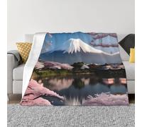 BOAIHH Coperta in flanella morbida e confortevole, 127 x 101,6 cm, leggera, pieghevole, con stampa del Monte Fuji all'inizio della primavera, in pile per casa, divano, viaggio