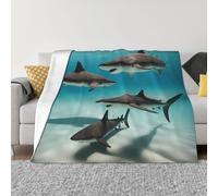 BOAIHH Coperta in flanella morbida e confortevole, 127 x 101,6 cm, leggera, pieghevole, con stampa di pesci nel mare profondo, in pile per casa, divano, uso da viaggio