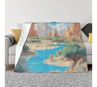 BOAIHH Coperta in flanella morbida e confortevole, 127 x 101,6 cm, leggera, pieghevole, in pile con stampa oasi nel deserto, per casa, divano, uso in viaggio
