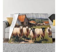 BOAIHH Coperta in flanella morbida e confortevole, 152,4 x 127 cm, leggera, pieghevole, con stampa di simpatici animali della fattoria, per casa, divano, uso in viaggio