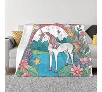BOAIHH Coperta in flanella morbida e confortevole, 203,2 x 152,4 cm, leggera, pieghevole, con stampa di unicorni sul fiume, per casa, divano, uso in viaggio