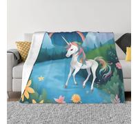 BOAIHH Coperta in flanella morbida e confortevole, 203,2 x 152,4 cm, leggera, pieghevole, con stampa unicorni, per casa, divano, uso in viaggio