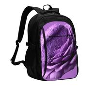 BOAIHH Purple Rose - Zaino con scomparto indipendente per computer, grande capacità, design per alleviare la pressione