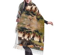 BOAIHH Sciarpa con frange in peluche Versatile carino animali della fattoria stampa scialle per autunno inverno all'aperto calore e stile