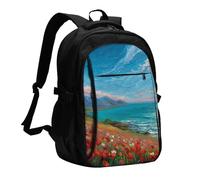 BOAIHH Seaside Rose - Zaino grande capienza per computer, con scomparto indipendente dalla pressione, design per pendolarismo